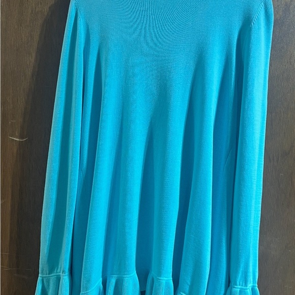 Lilly Pulitzer Ruffle Trim Cardigan Sweater Blue Cotton Women’s L - Picture 7 of 7